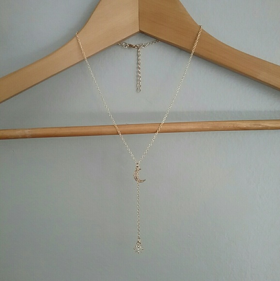 Gold Moon & Star Dangle Necklace - Picture 6 of 8